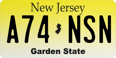 NJ license plate A74NSN