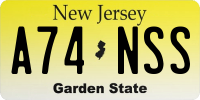 NJ license plate A74NSS
