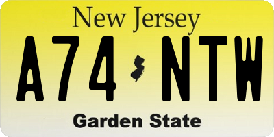 NJ license plate A74NTW