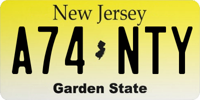 NJ license plate A74NTY