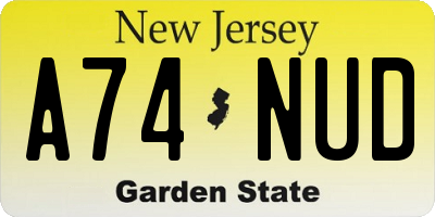 NJ license plate A74NUD