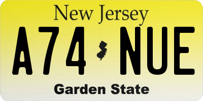NJ license plate A74NUE
