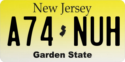 NJ license plate A74NUH