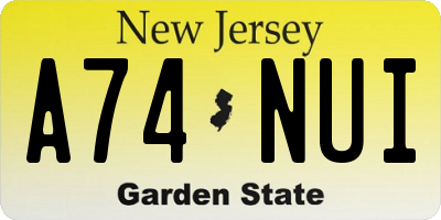 NJ license plate A74NUI