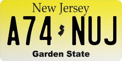 NJ license plate A74NUJ