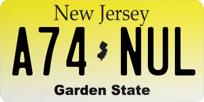 NJ license plate A74NUL