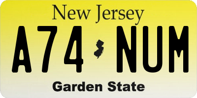 NJ license plate A74NUM