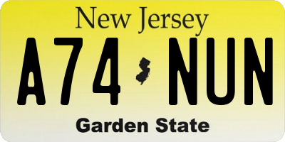 NJ license plate A74NUN