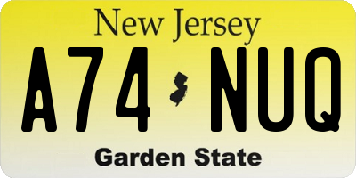 NJ license plate A74NUQ