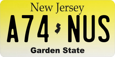 NJ license plate A74NUS