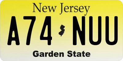 NJ license plate A74NUU