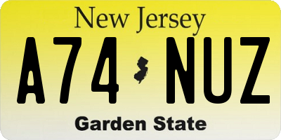 NJ license plate A74NUZ