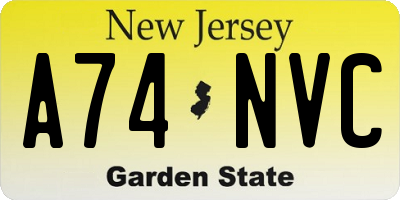 NJ license plate A74NVC