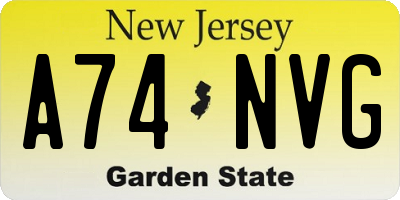 NJ license plate A74NVG