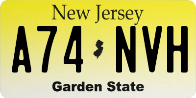 NJ license plate A74NVH