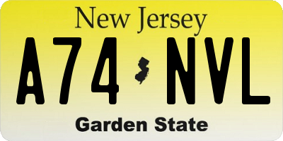 NJ license plate A74NVL