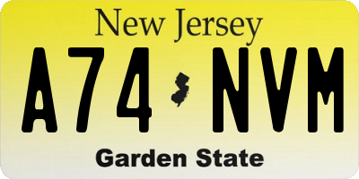 NJ license plate A74NVM