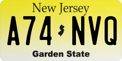 NJ license plate A74NVQ