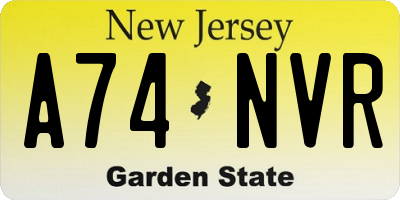 NJ license plate A74NVR