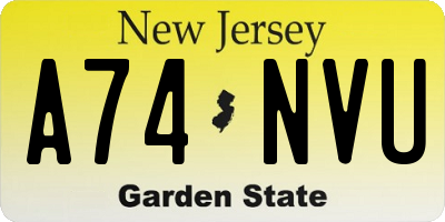 NJ license plate A74NVU