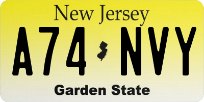 NJ license plate A74NVY