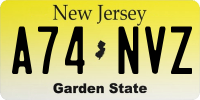 NJ license plate A74NVZ