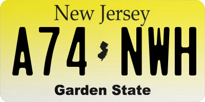 NJ license plate A74NWH