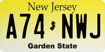 NJ license plate A74NWJ