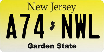 NJ license plate A74NWL