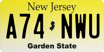 NJ license plate A74NWU