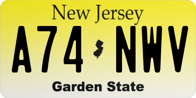 NJ license plate A74NWV