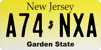 NJ license plate A74NXA