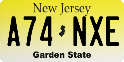 NJ license plate A74NXE