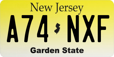 NJ license plate A74NXF