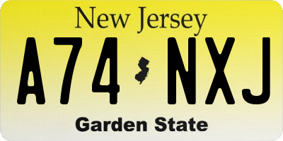 NJ license plate A74NXJ