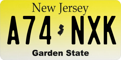 NJ license plate A74NXK