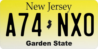 NJ license plate A74NXO