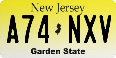 NJ license plate A74NXV