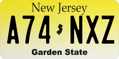 NJ license plate A74NXZ
