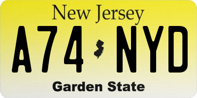 NJ license plate A74NYD