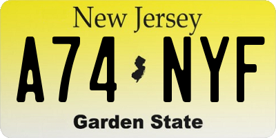 NJ license plate A74NYF