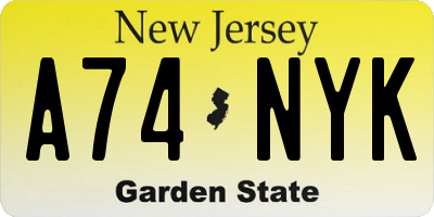 NJ license plate A74NYK