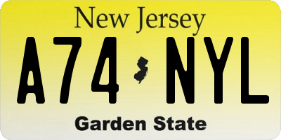 NJ license plate A74NYL