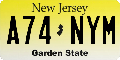 NJ license plate A74NYM