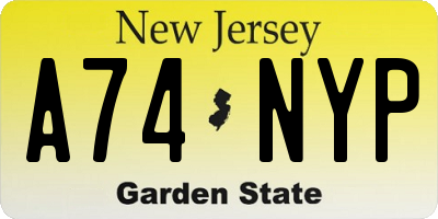 NJ license plate A74NYP