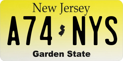 NJ license plate A74NYS