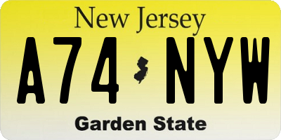NJ license plate A74NYW