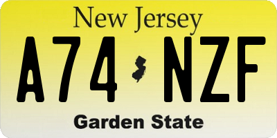 NJ license plate A74NZF
