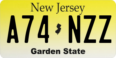 NJ license plate A74NZZ