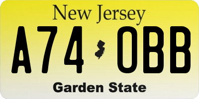 NJ license plate A74OBB